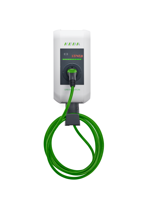 Keba P30 Green Edition Wallbox mit LED-Schriftanzeige und mit Ladekabel