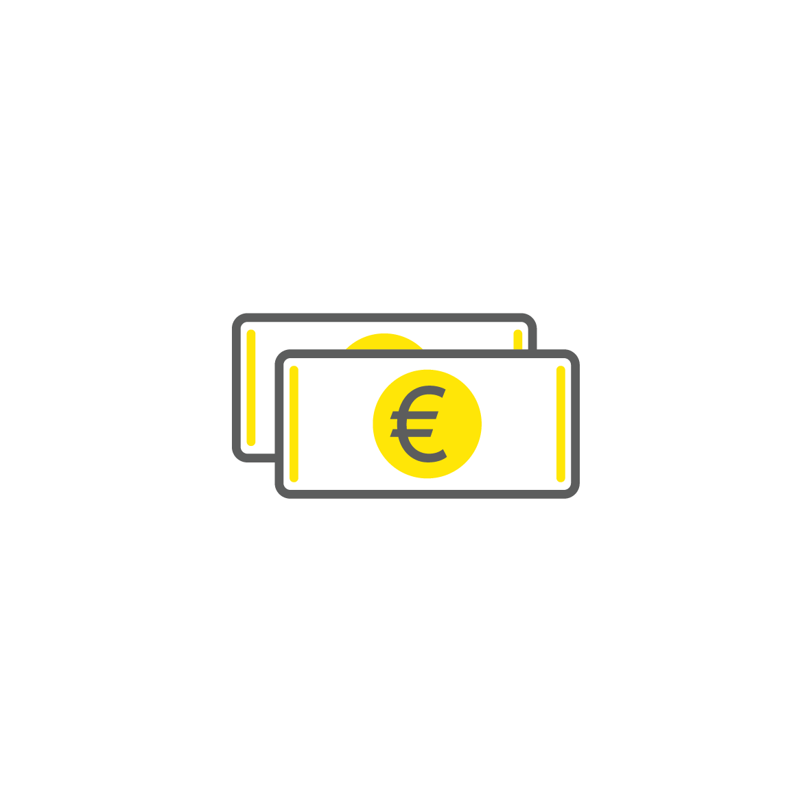Icon zwei Geldscheine mit Euro Währung