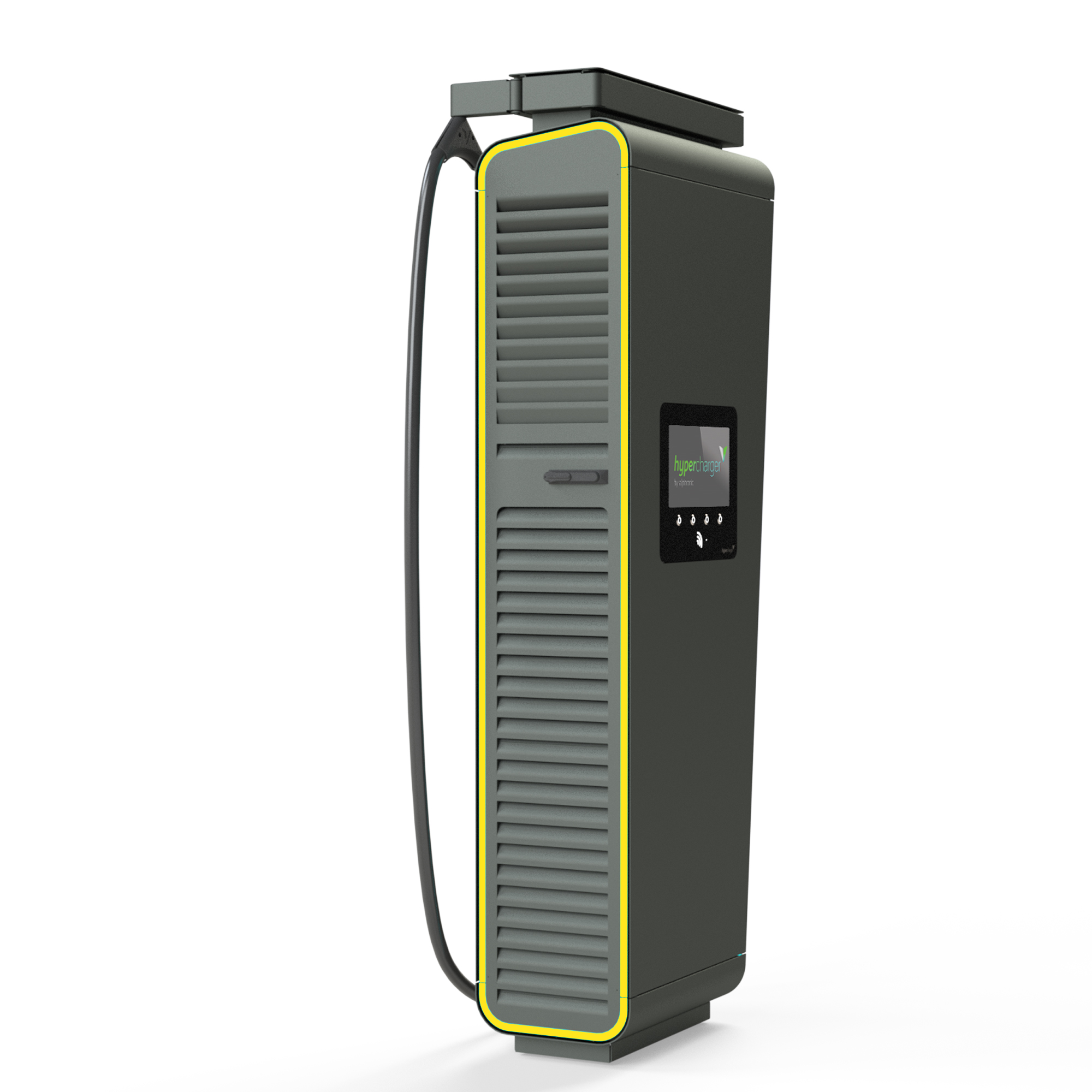 Alpitronic Hypercharger Kabelmanagement für HYC150 für ein Kabel in der Gesamtansicht von vorne