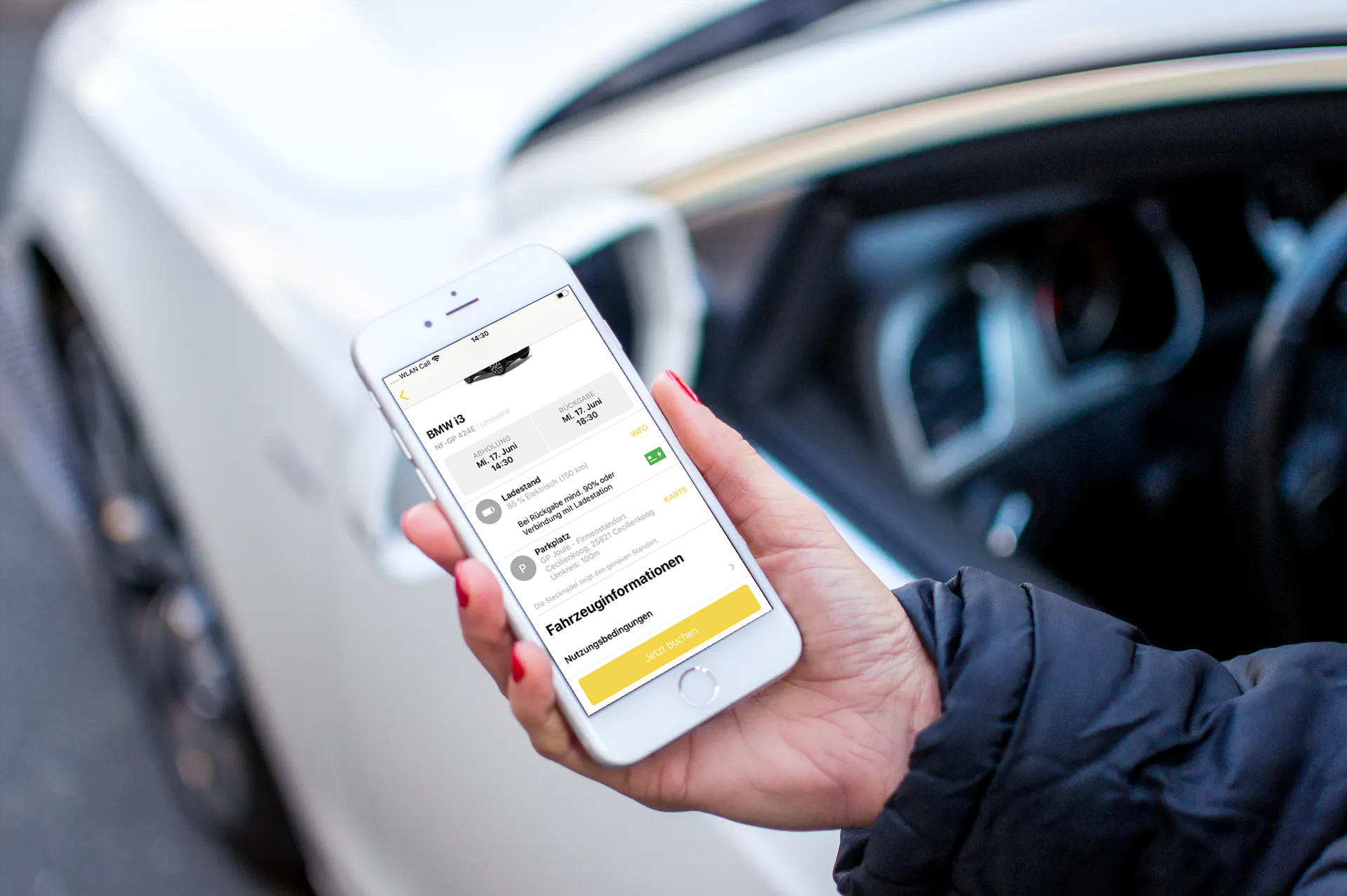 Mockup E-Car-Sharing App Info Auto